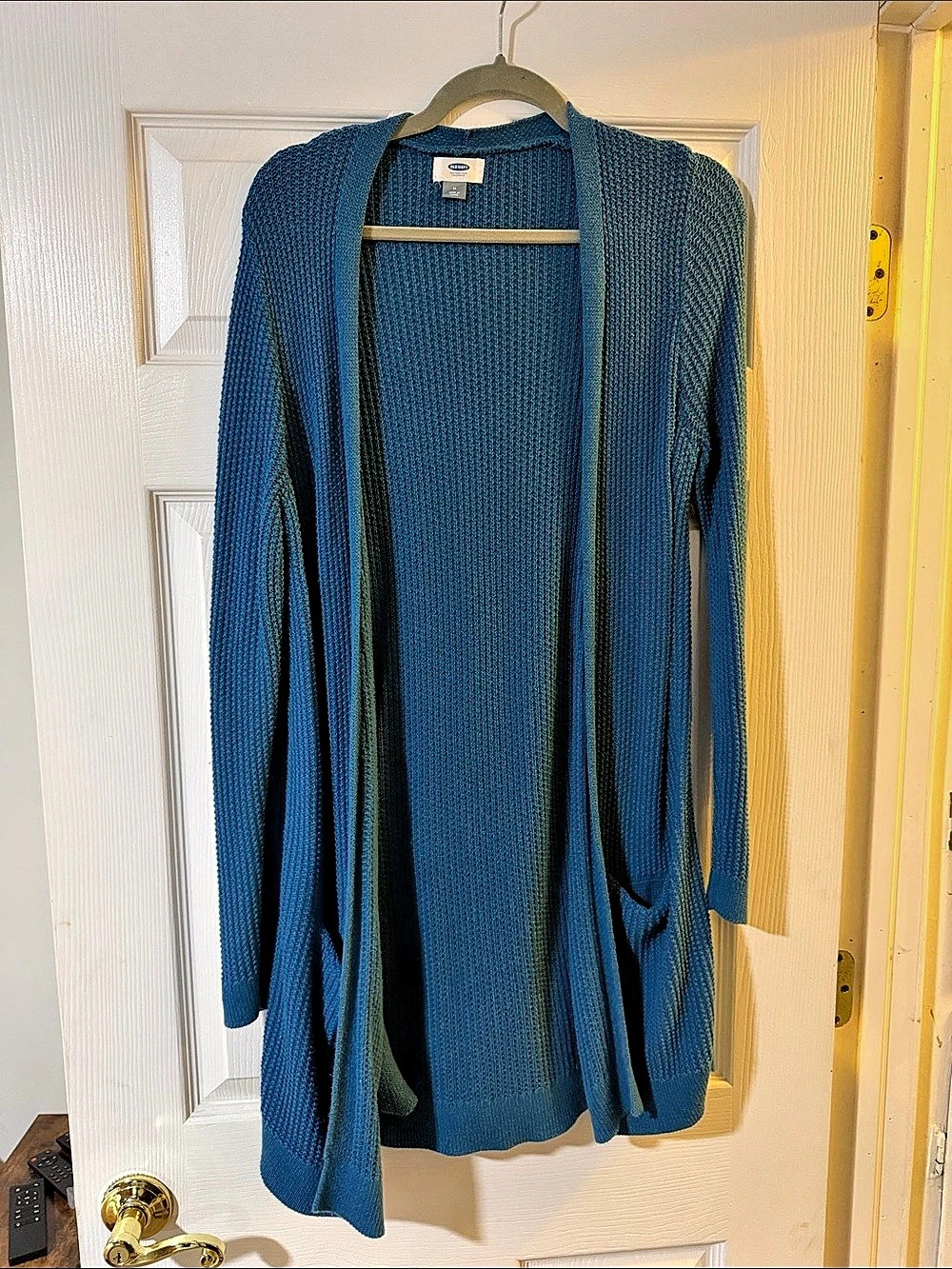Old Navy Waffle-Knit Open-Front Cardigan Blue